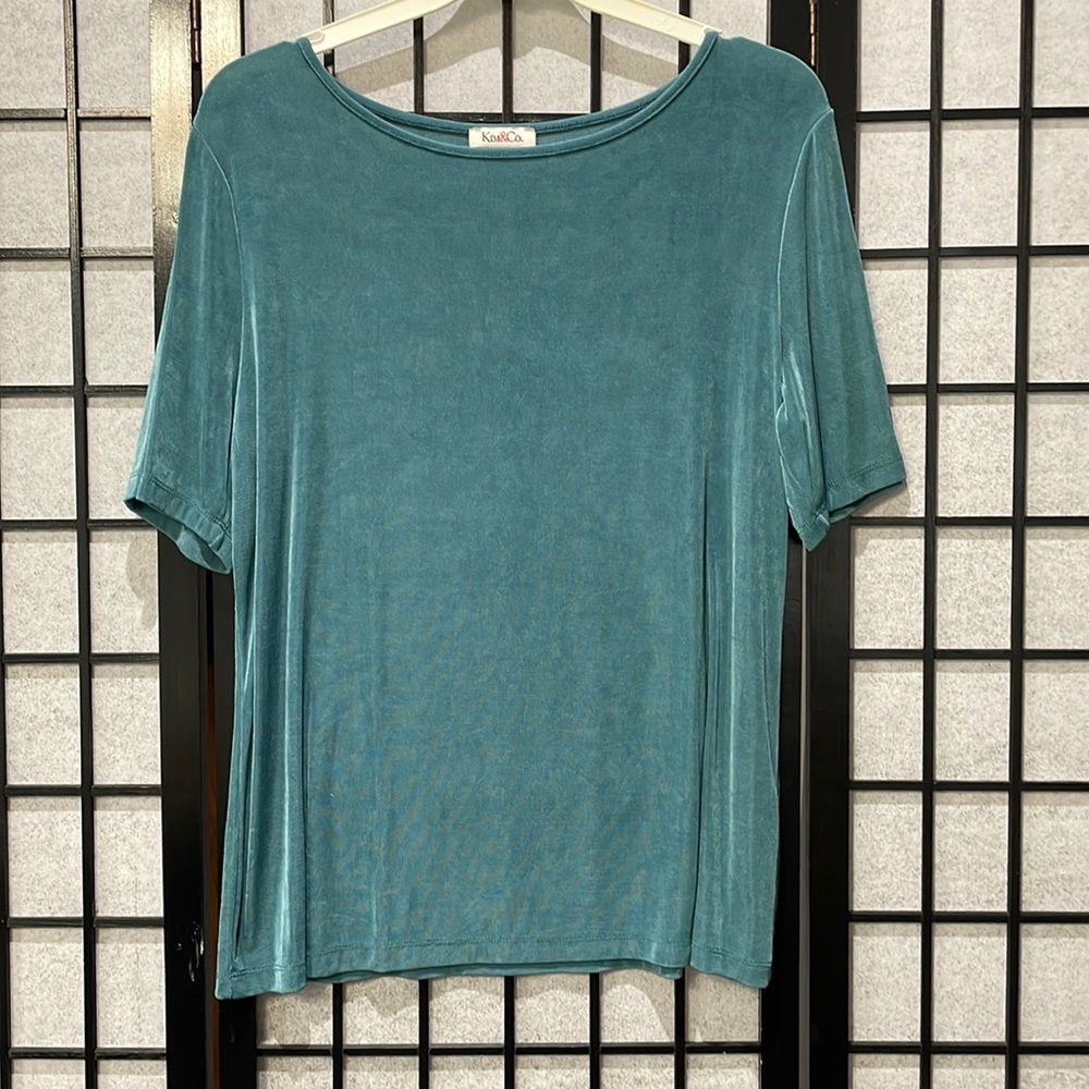 Kim & Co. Short Sleeve, Teal Top Size XL